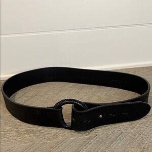 Vintage Ralph Lauren RLL Black Leathet Belt - Y2K - Braided Buckel - Size Large
